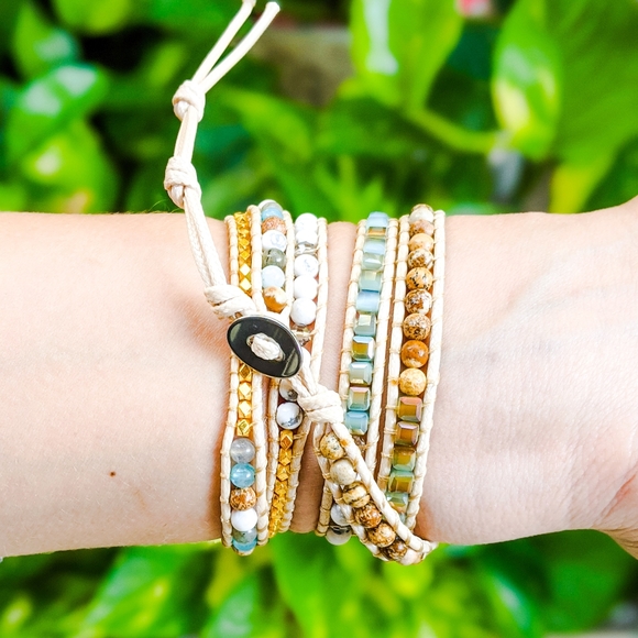 Handmade Mediterranean Sea Mosaic Wrap Bracelet - Picture 4 of 6